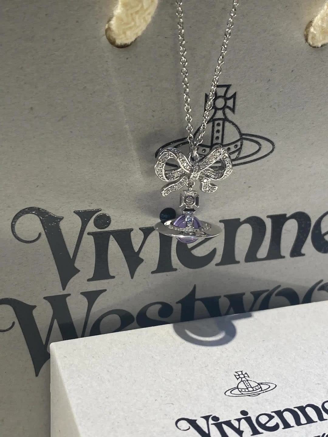 Vivienne Westwood Silver Bow Pendant Necklace
